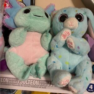 Blue Plush axolotl and Bunny Set TY